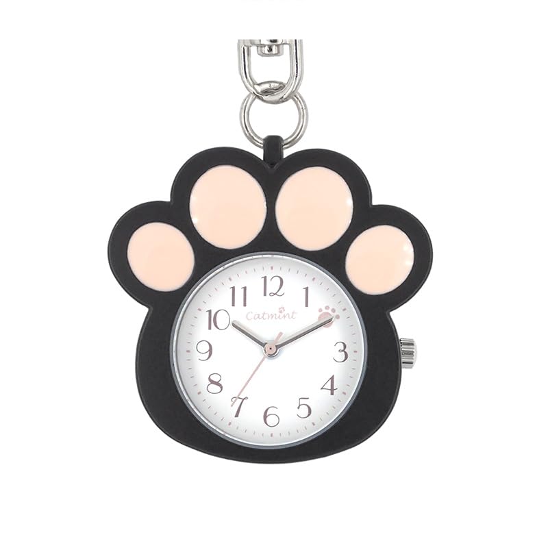 Catmint Paw Print Charm Pocket Watch Black [Follow] N02225S-0 Women's