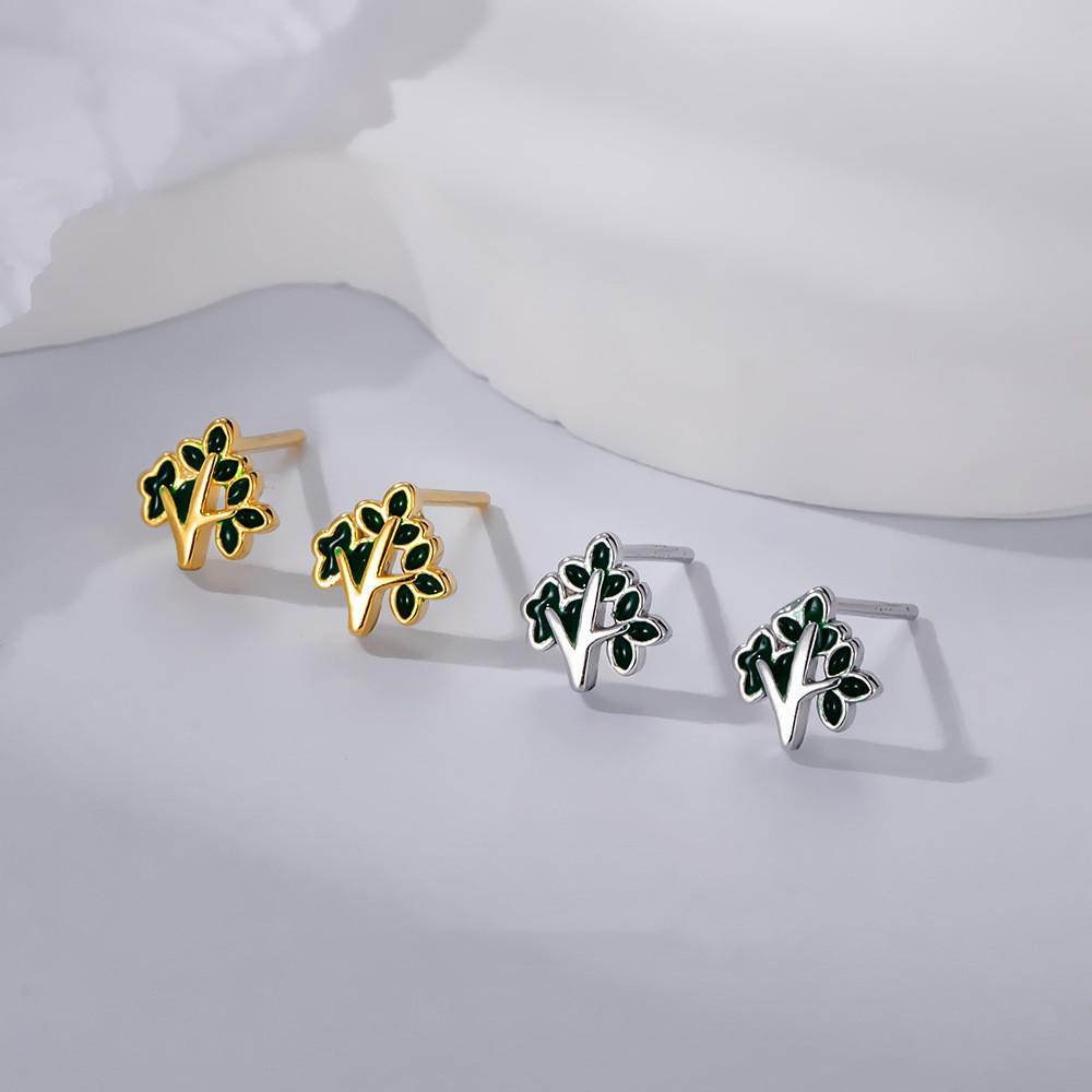 Boucles d'oreilles pendantes Arbre de Noël Style Mori Coréen en Argent Sterling s925 - Bijoux Exquis pour Femmes pour Cartilage.