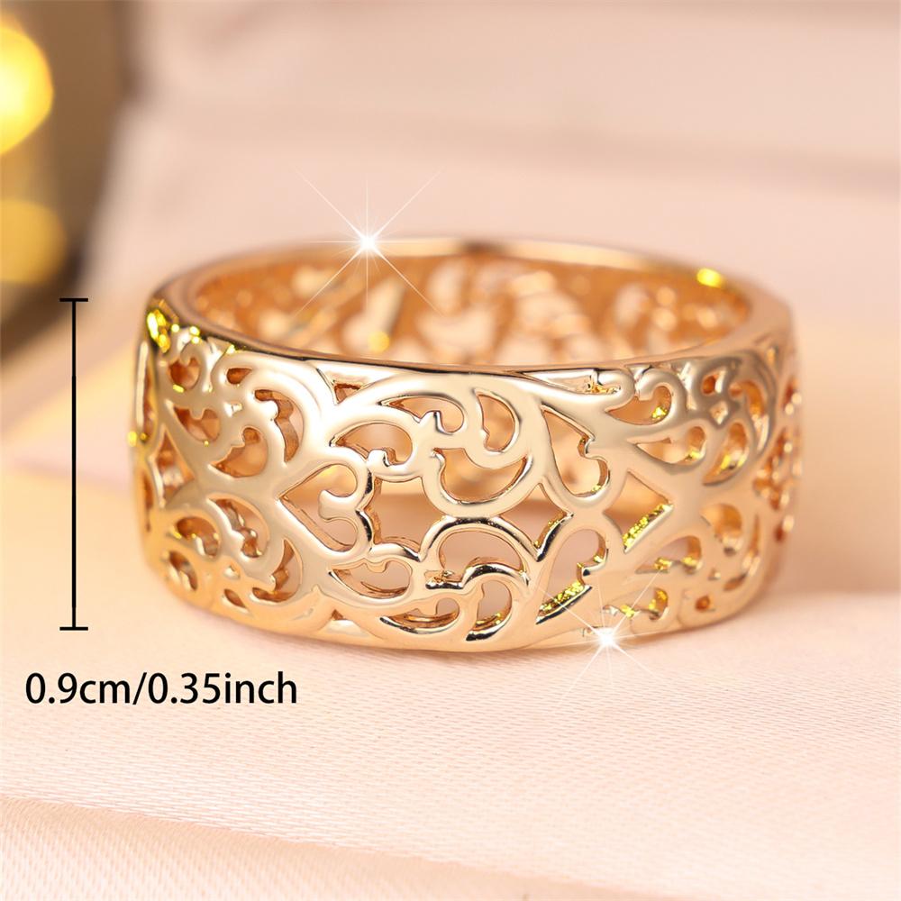 Antique Hollow Metal Trendy Flower Pattern Rings For Women Men Vintage Gold Color Engagement Bands Wedding Jewelry Accessories