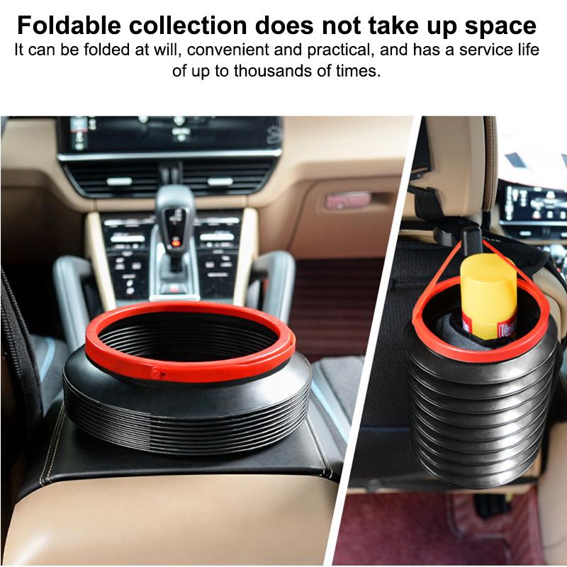 Space-saving 4L Portable Foldable Car Trash Cans with Telescopic Feature