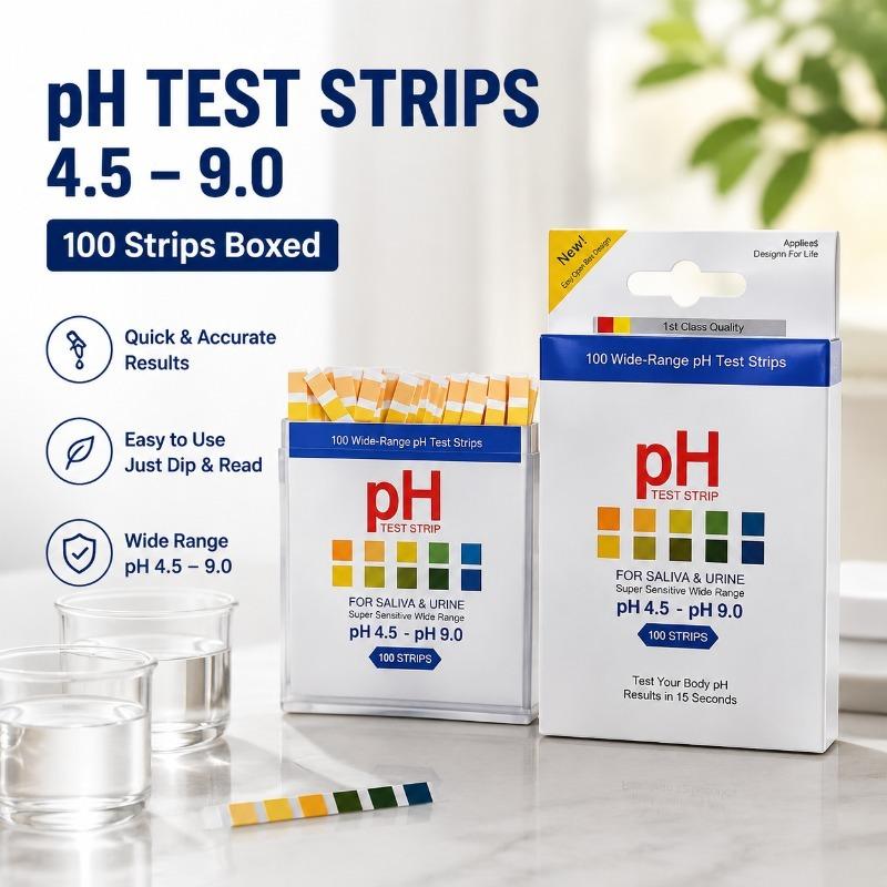 PH Test Strips 4.5‑9.0 Two‑Color Indicator Papers 100‑Count Pack Detect Liquid Acidity Alkalinity Level Multipurpose Household