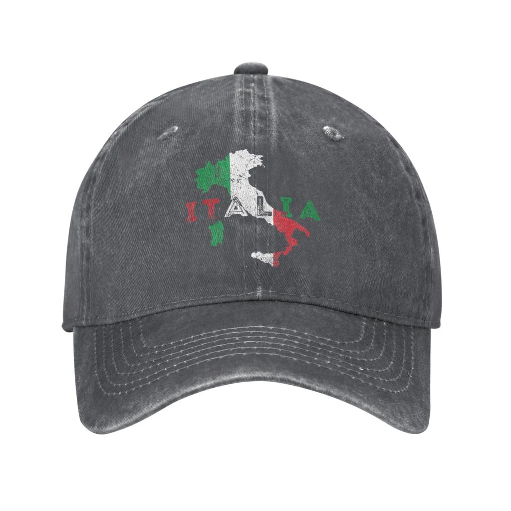 Italy Map And Flag Italian Italia Baseball Cap Retro Distressed Denim Snapback Cap For Men Women Summer Adjustable Fit Caps Hat