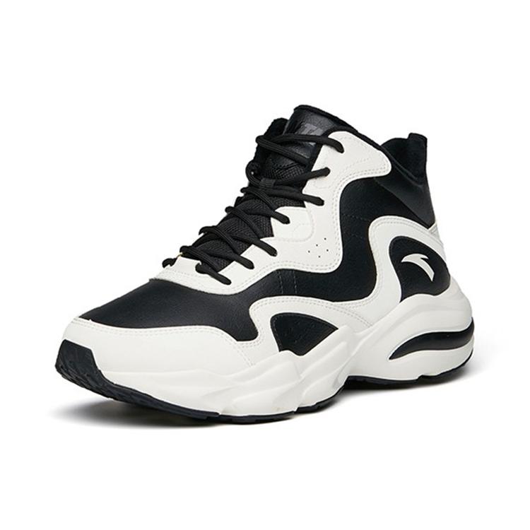 New Anta Life Collection Anti Slip And Wear Resistant Warm Mid Top Sports Casual Shoes White Black 112148984-1
