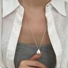 Water Drop Pendant Necklace for Women 925 Sterling Silver Glossy Sweater Chain Fashionable Long Fine Jewelry