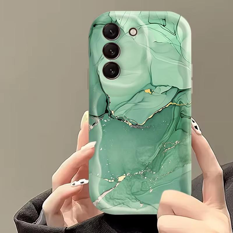 Colored Marble Cream Wave-Edge Case for Samsung S26 Ultra 5G Cases Galaxy S25 Plus S24 S23 S21 FE A17 A37 A57 A56 A55 A16 Cover