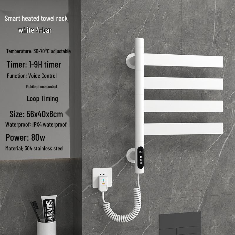 Stainless Steel Smart Electric Towel Rack with Rotatable Heating and Sterilization for Hotel Bathrooms