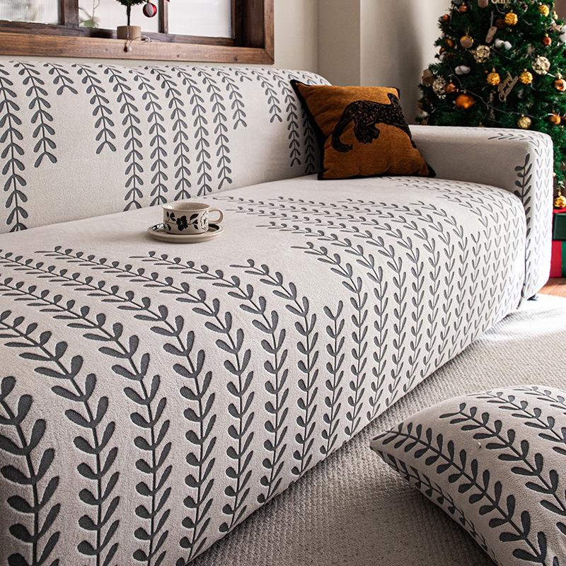 Jacquard Velvet Non-Slip Sofa Cover Set - Minimalist Style, Universal Fit for All Seasons.