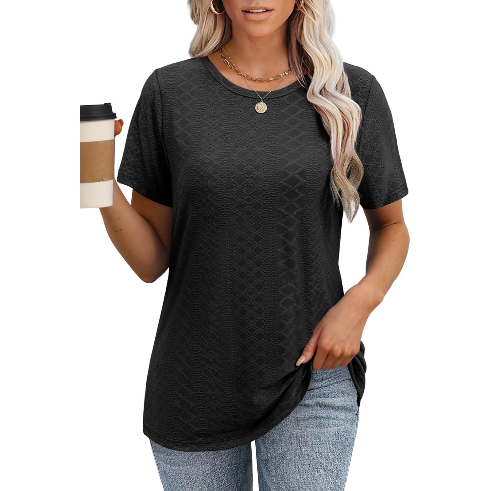 

Женские повседневные свободные рубашки модные топы футболки футболки M чёрный