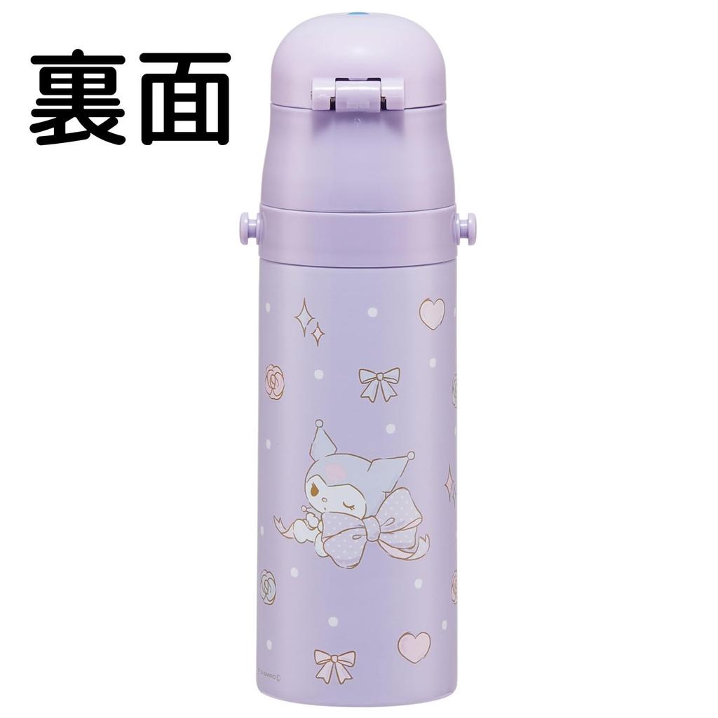 Skater Water Direct Sanrio Kuromi Big Stainless Sports Water Children's Bottle, 470ml, Drinking, Ribbon, Girls', Insulated, Steel, Lightweight,