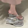 Fashion Women High-heeled Slippers 2025 Summer Clip Toe Flip Flop Fashion Pumps French Wedge Sandals Square Toe Ladies Shoes Sandalias