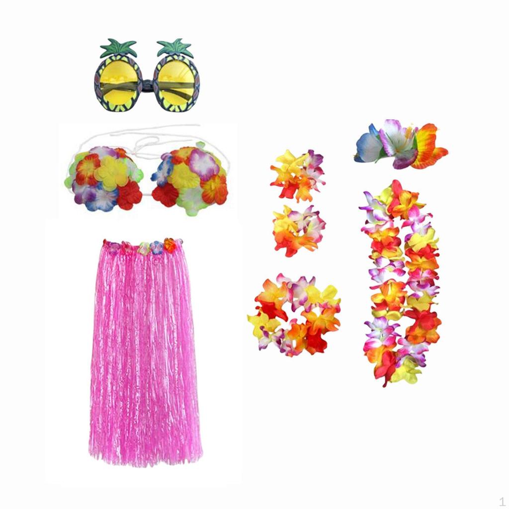 hawaiian Skirt Costume Set Dancewear Glasses for Cosplay Beach Party Decorations