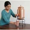 Copper Water Dispenser Set, 5 Litres, with Stand, 1 Glasses and ABS Tap, HaMmered Design (HaMmered Natura)