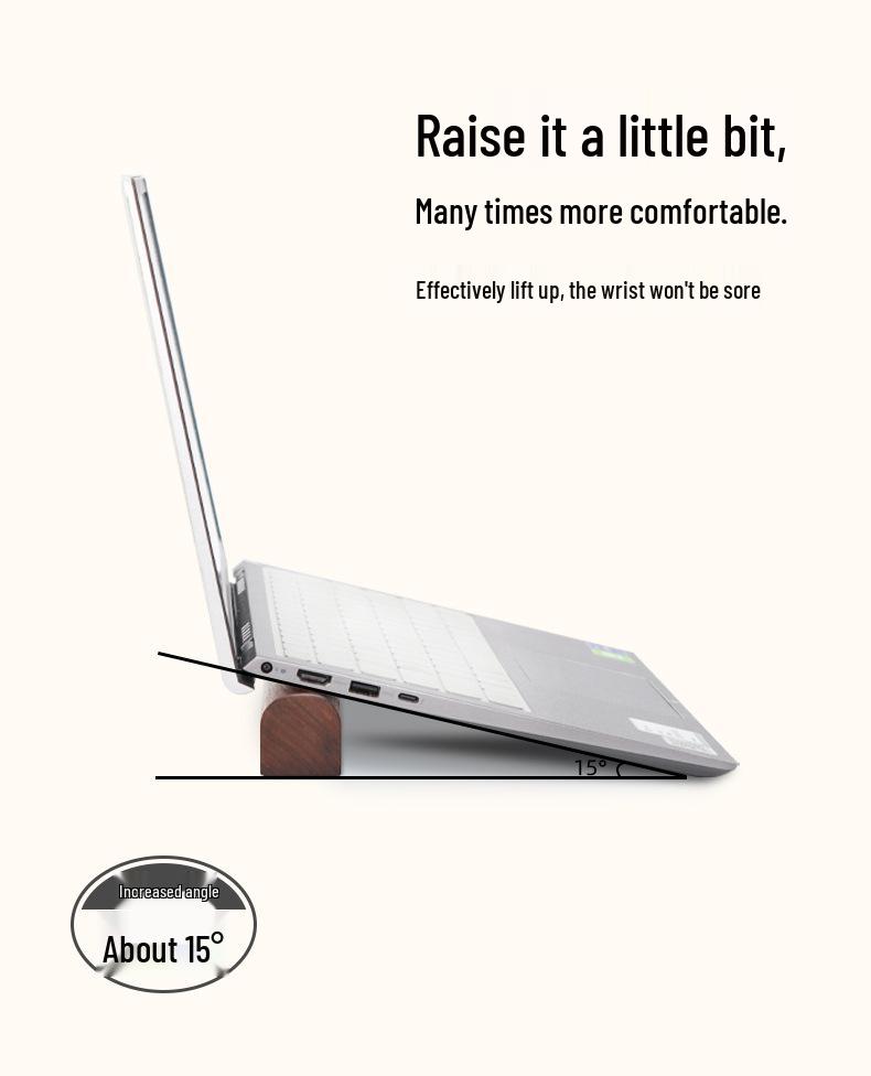 Walnut Wood Portable Laptop Stand with Cooling and Neck Protection