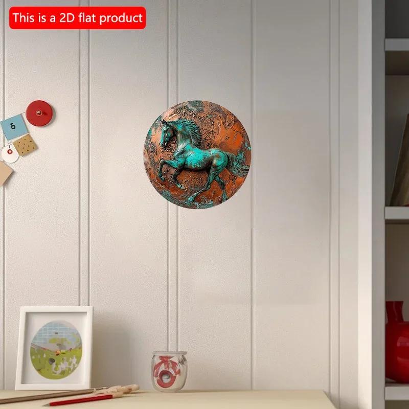 2d flat 20*20cm Round Wooden Sign Wooden Sign, Creative Horse Pattern Wall Art Wooden Sign Decoration vintage home decor