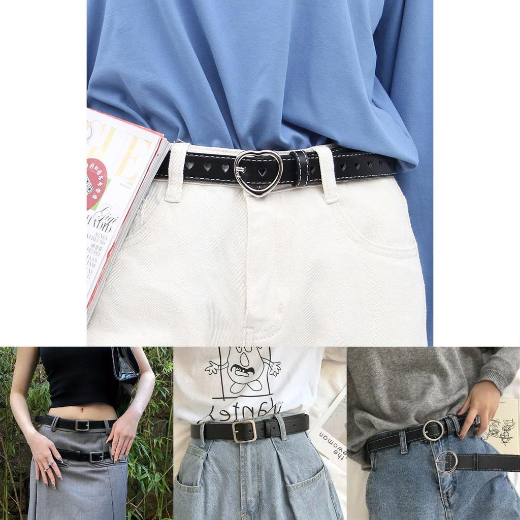 Chic Pu Modern Leather Square Buckle Belt Perfect For Women And Student Outfits