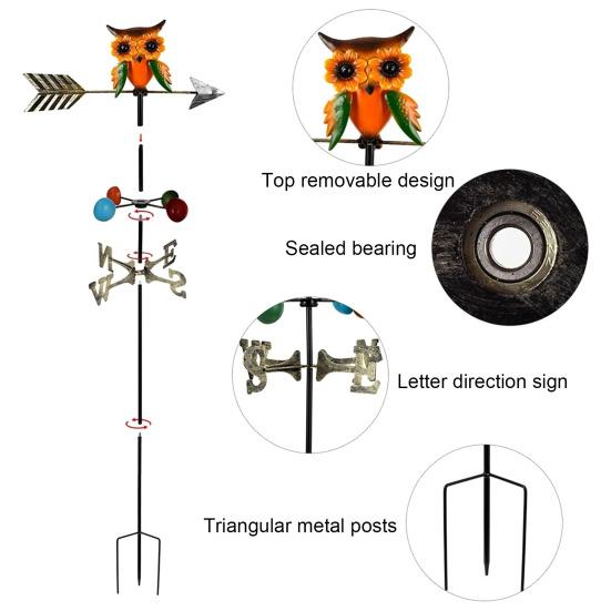 Bunte Windfahne Eisen Eule Heißluftballon Tukan Wetterfahne Außen Windfahne mit Stab für Garten Hof Rasen Dekoration