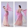 Women's Gradient Big Sleeve Chinese Classical Dance Set, Flowy Big Swing Chiffon Skirt Performance Wear