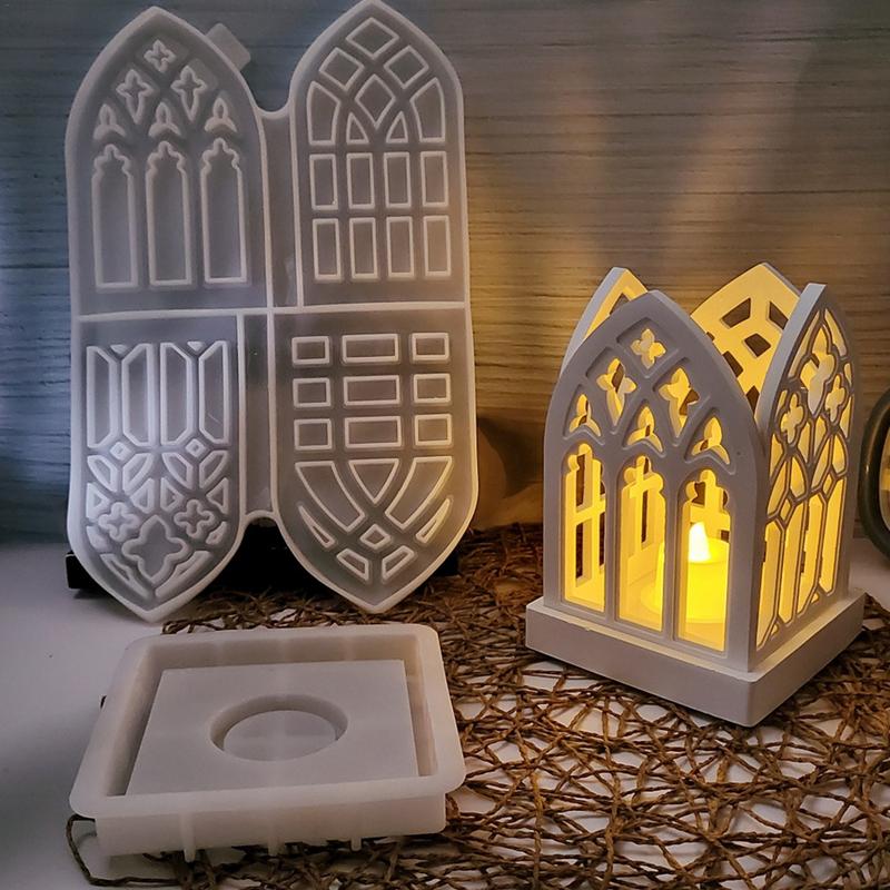 Candlestick Molds Silicone Silicone Molds Plaster Mold Gothic Decor House Shape Resin Molds Candle Holder Molds Resin Casting