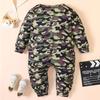 Salopetă cu mânecă lungă pentru bebeluș băiat 1-24 luni, cu imprimeu camuflaj complet