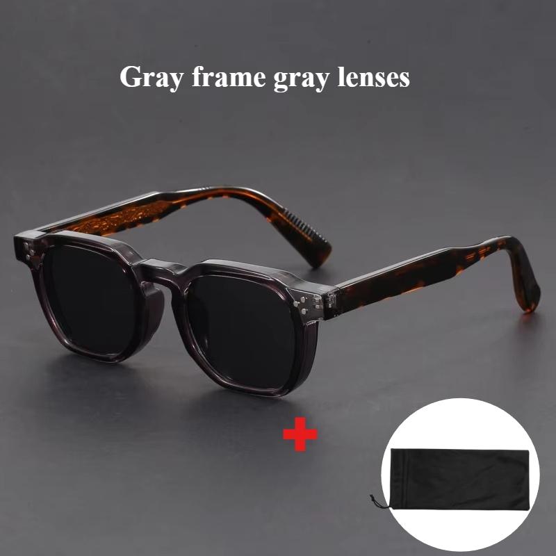 

Square Vintage Sunglasses Men Women Brand Designer Sun Glasses with Glasses Bag Fashion Retro Outdoor Shades Rivet Oculos De Sol