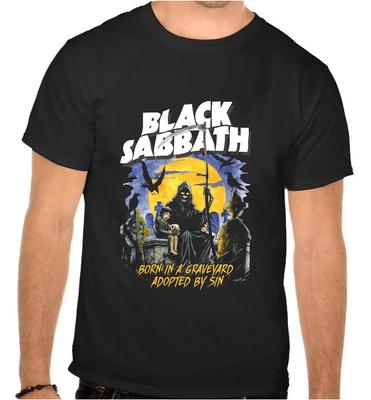 Unisex T-Shirts 100% Baumwolle Herren Damen BLACK SABBATH ROCKMUSIK SCHWARZES T-SHIRT -1044-