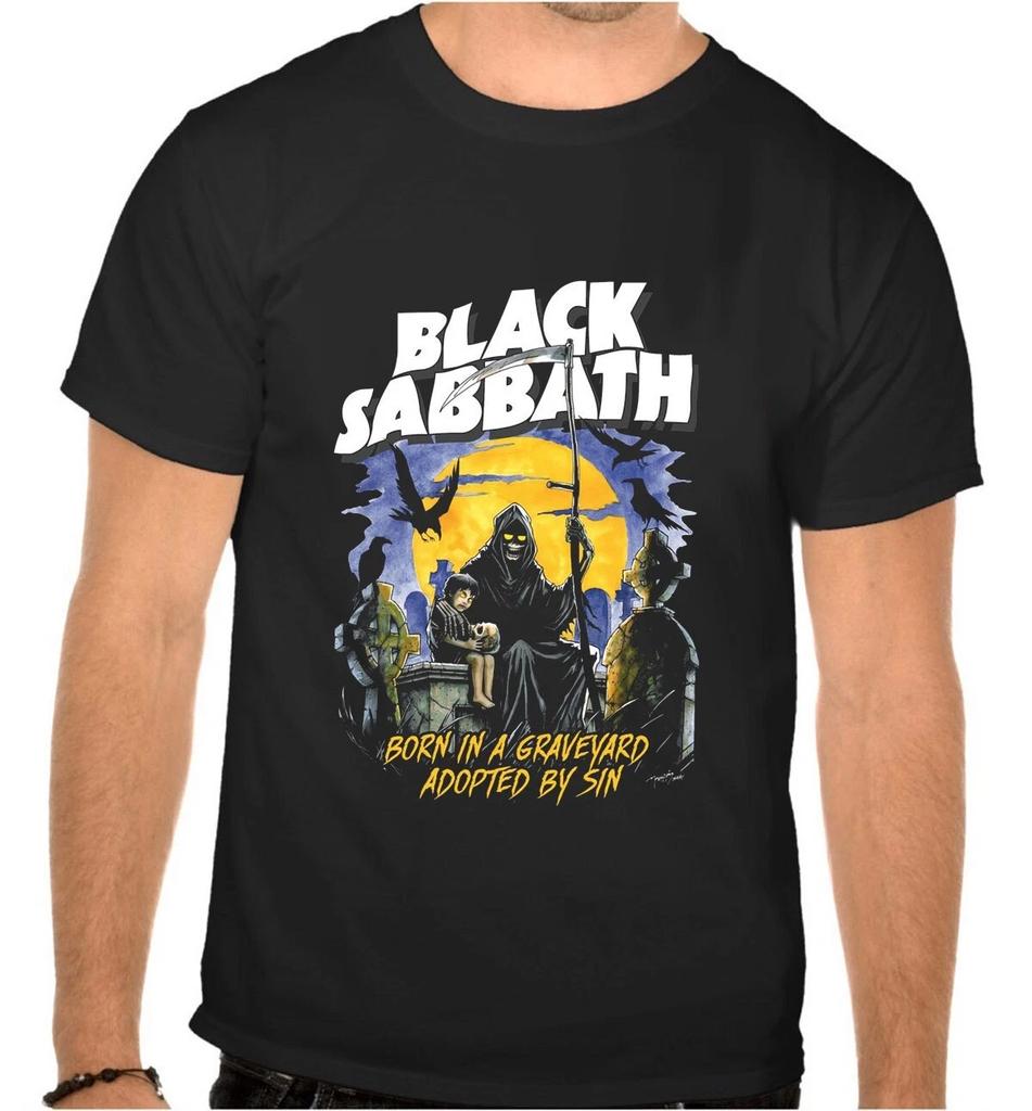 Unisex Tees 100% cotton Men's Women's BLACK SABBATH ROCK MUSIC BLACK T-SHIRT -1044-