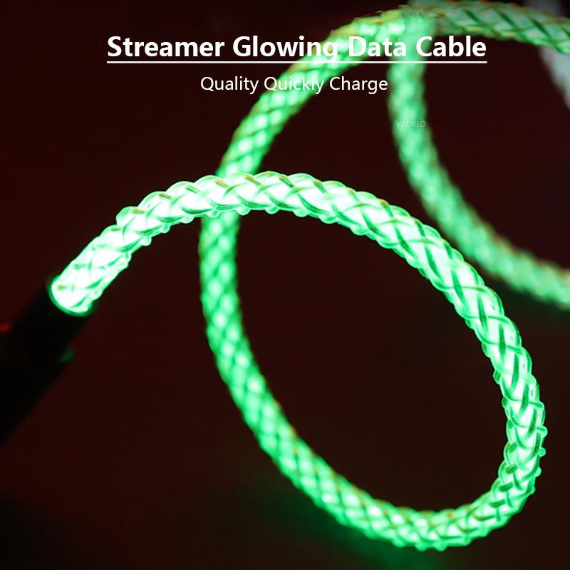 VAORLO 66W 6A datový kabel RGB žhavící nabíjení Rychlé rychlé nabíjení Pro iPhone Type-C USB nabíječka Vysoce kvalitní datový kabel