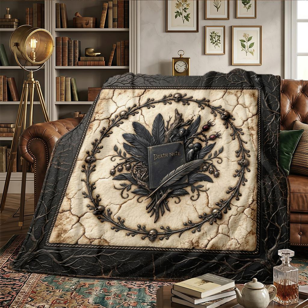 Death Note Flannel Blanket Printed Comfortable Warm, Fits Bedrooms, Sofas, Beds, Chairs, Picnics, Travel -HE19
