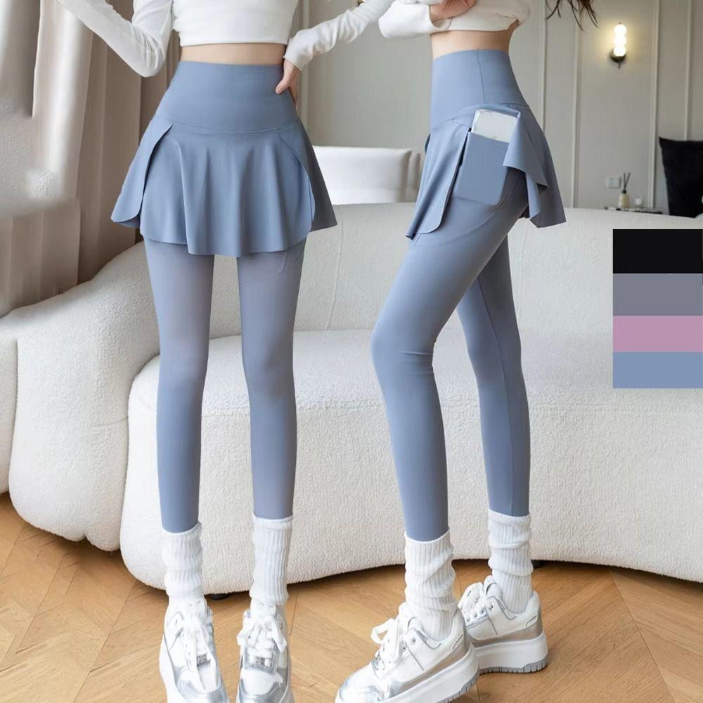 High Waist Elastic Leggings Side Pocket Sports Yoga Pants Fitness Legging Tummy Control