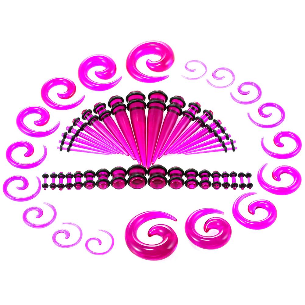Bluelans Earrings Stretching Expandable 1.6-10mm Ear Acrylic Plugs Piercing Taper 54Pcs Jewelry