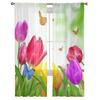Tulip With Butterfly Sheer Curtains Bedroom Voile Curtain Living Room Window Sheer Curtains Kitchen Tulle Drapes