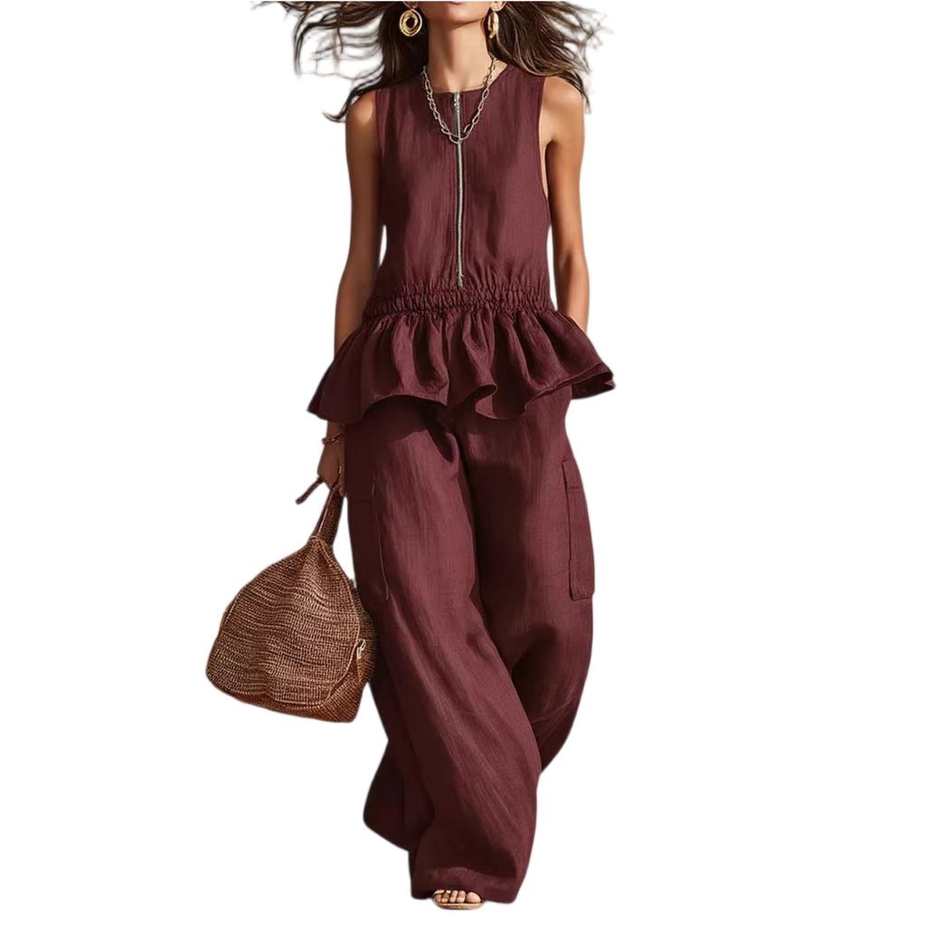 Ladies' fashionable casual suit top and pants