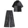Slack Light Suit Women's Summer New Personalized Contrasting Color Shirt Tie-dye Wide-leg Pants Two-piece Set