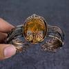 Natural Baltic Amber Gemstone Copper Wire Wrap Cuff Bangle Adjustable A3o44