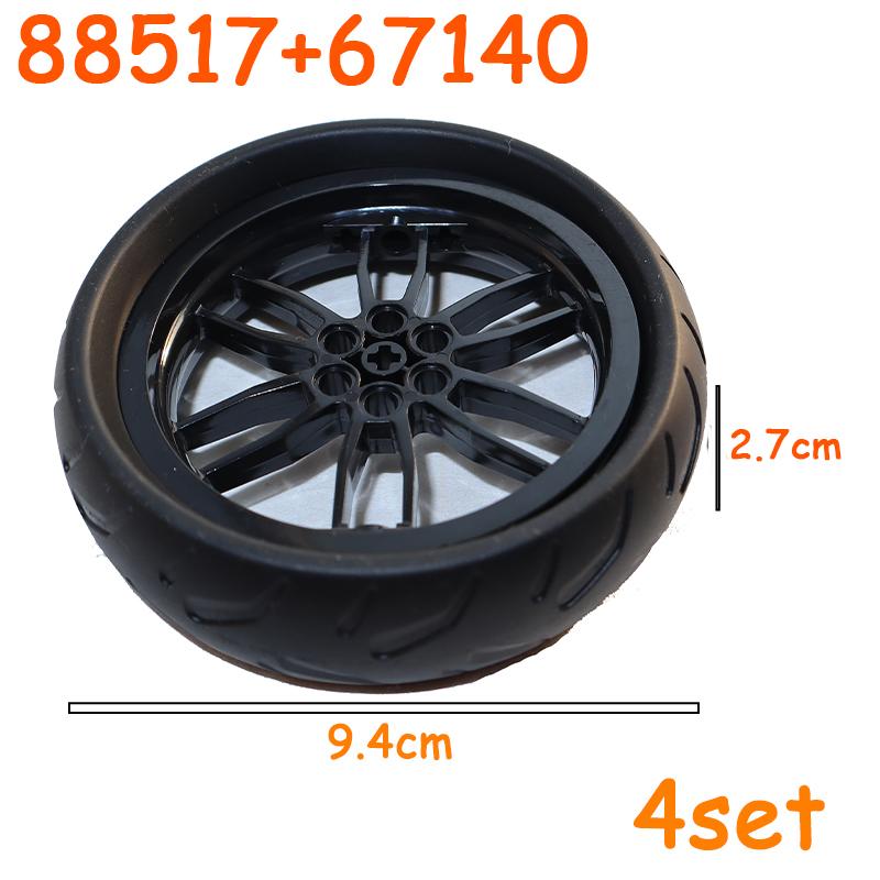Technical Tire Wheel Car Truck Wheels Hub Block Bricks MOC Motorcycle Tyre Rim Brick Playset 56145 44309 86652 32019 15038 23798