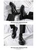 Men's Black British-Style Retro Height-Boosting Leather Shoes - Casual, Low-Top, Wear-Resistant, All-Season