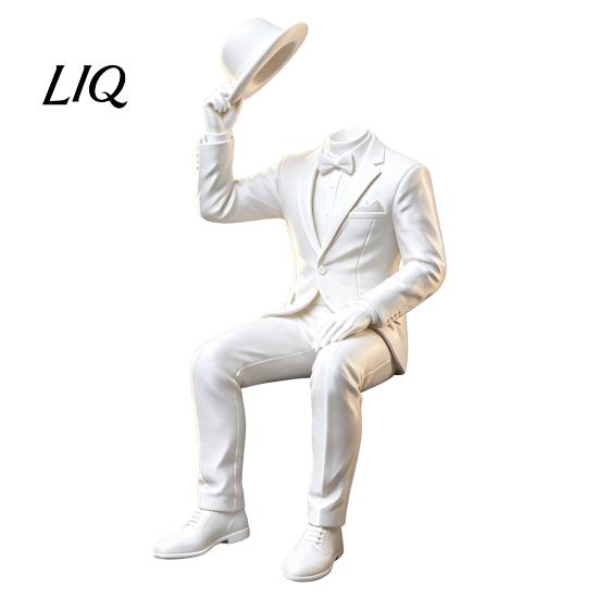 Creative Desktop Display Statue 3D Printed Sitting Gentleman Ornament, Minimalist Abstract Faceless Figurine, Unique Tabletop Ornaments Aesthetic Art
