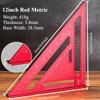 Righello a Triangolo in Lega di Alluminio ad Alta Precisione Metrico da 7''/12'' per Falegnameria con Goniometro ad Angolo Retto e Tracciatore Portatile