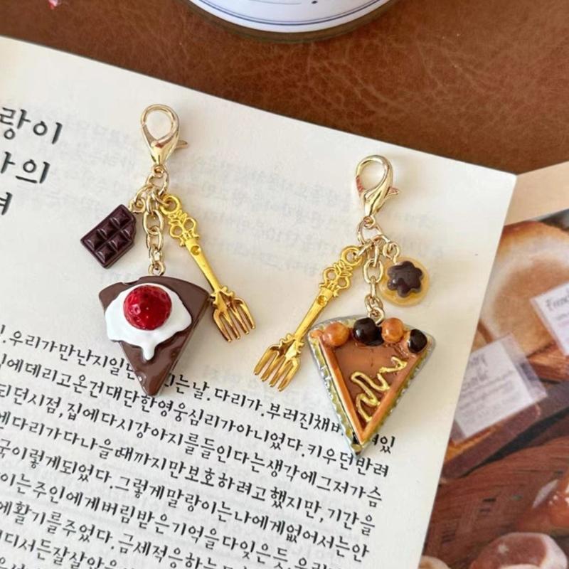 Zartes Simuliertes Essen Handy Anhänger Charm Kaffee Kuchen Schlüsselanhänger Harz Spielzeug Tasche Zubehör Geschenktaschen Dekoration für Frauen