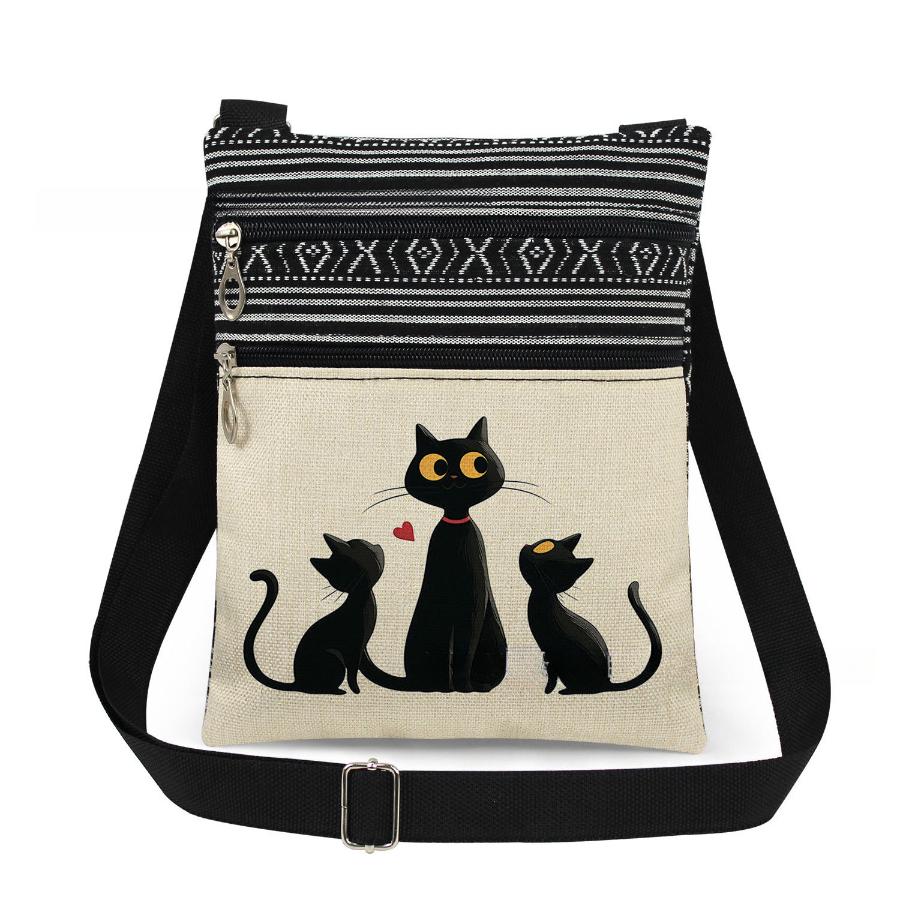 1PC Cat Print Tote Bags Women Shoulder Handbags Postman Package 6960