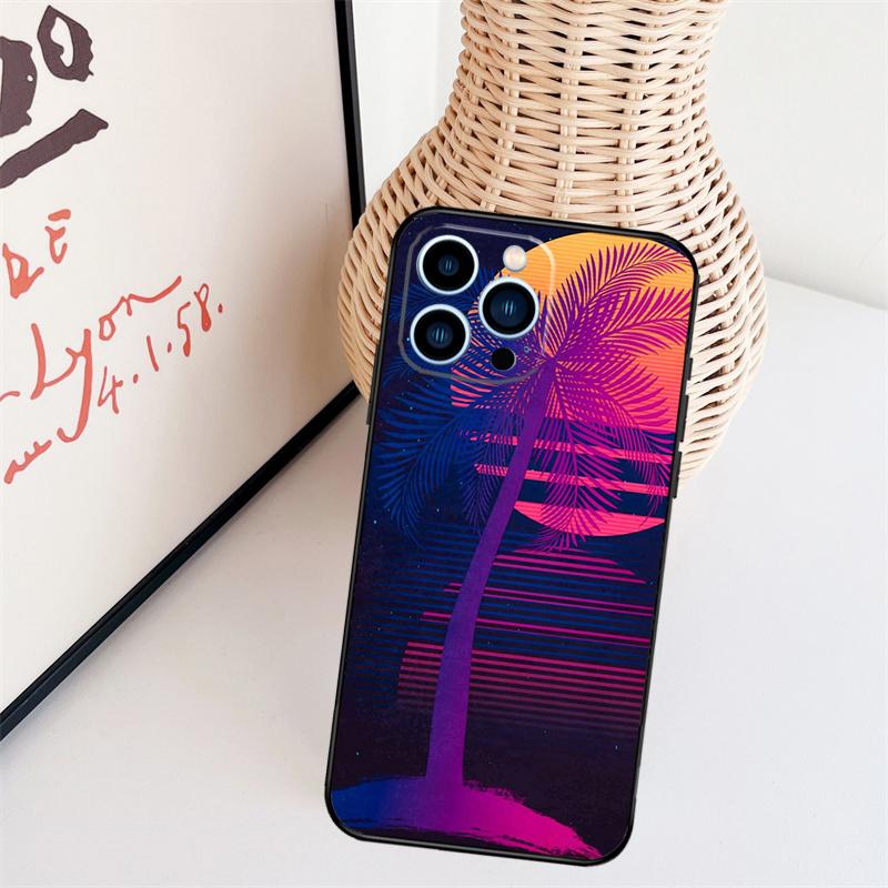 Retrowave Neon Palms Tree Phone Case For iPhone 17 Pro Max 16 15 11 13 12 14 Pro Max mini 15 16 Plus 16e 17 Air Cover