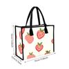Cute Strawberry Printed Canvas Tote Bag Portable Casual Daily Shopping Handbag for Women