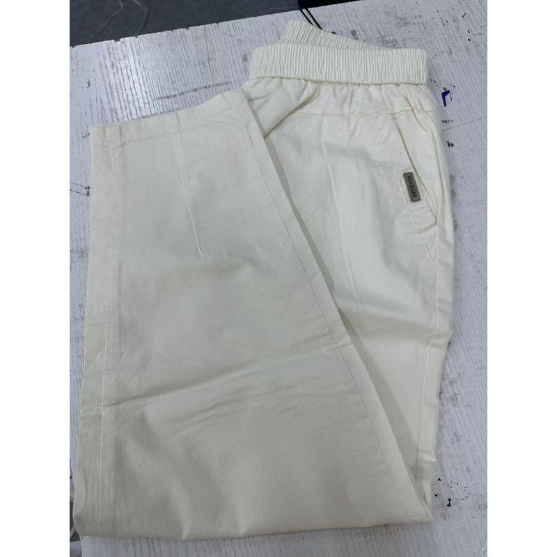 

European Goods Thin Loose High Waist Versatile Slimming Cropped Pants Beige White 2XL