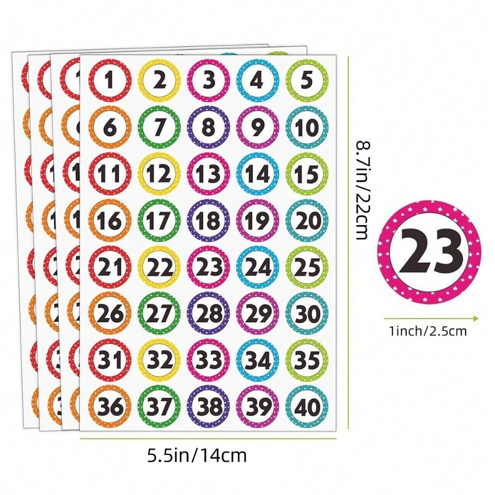 Portable 1-40 Serial Number Labels Multifunctional DIY Coated Paper Self-adhesive Labels 1-40 Serial Number Stickers
