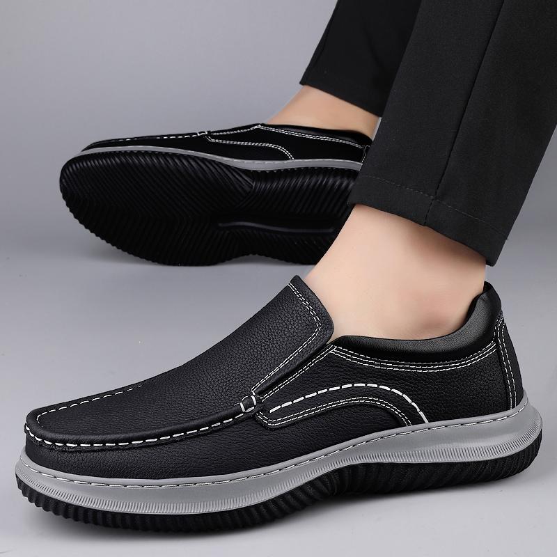 Fashion Luxury Handmade Flat Designer Men Work Shoes Brand Genuine Leather Outdoor Casual Shoes High Quality Comfy Thick Bottom Shoes