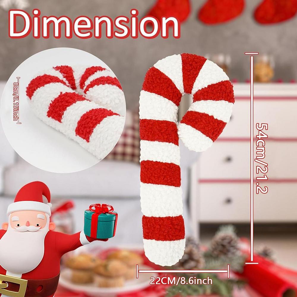Christmas Candy Cane Pillow Decorative Sofa Pillow Plush Cushion Christmas Decorations Lollipop Design Cute Plush Throw Pillow