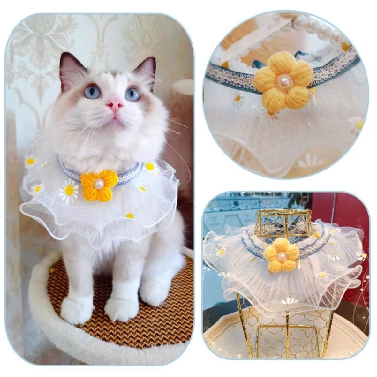Fashion Small Flower Cats Collar Lace Bib Lace Pet Collar Bib Sweet Cat Necklace