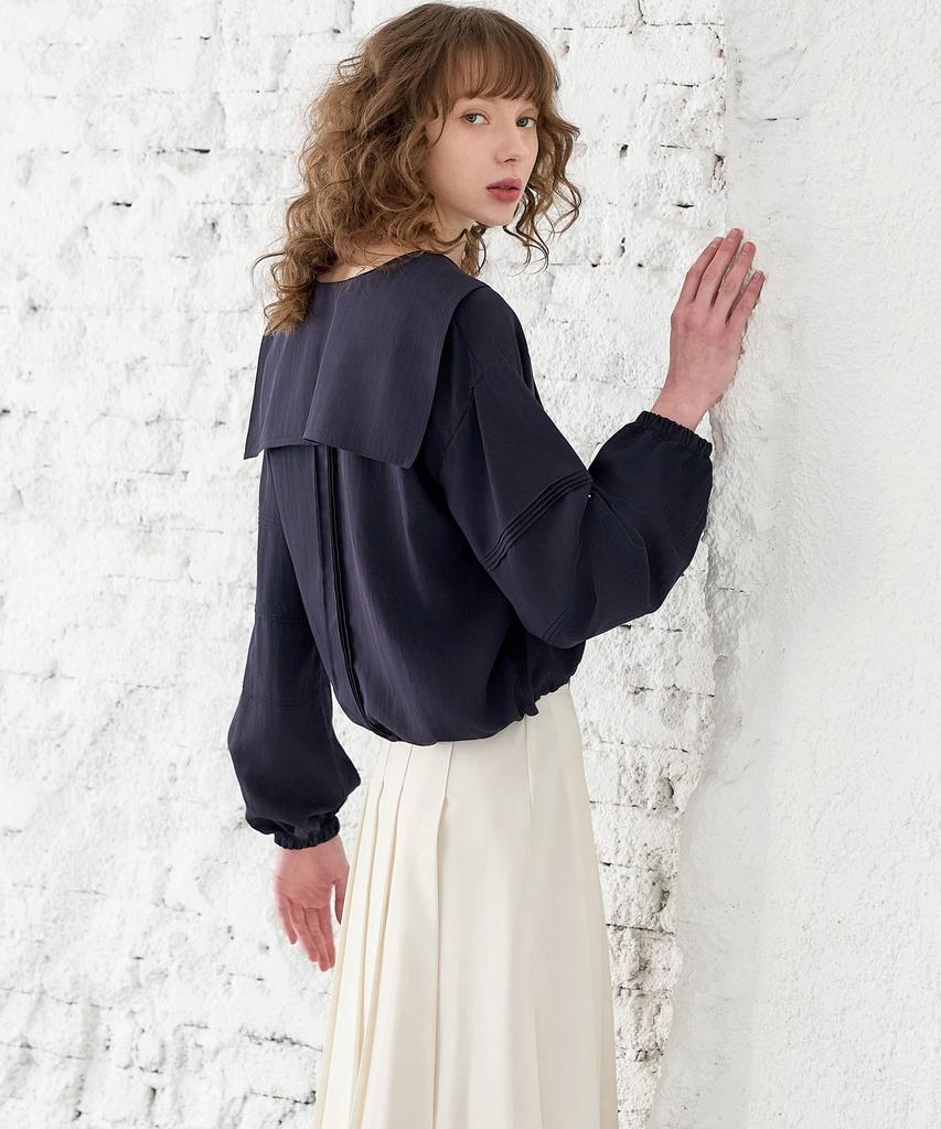 MITTE Sailor Pintuck Blouse_Navy