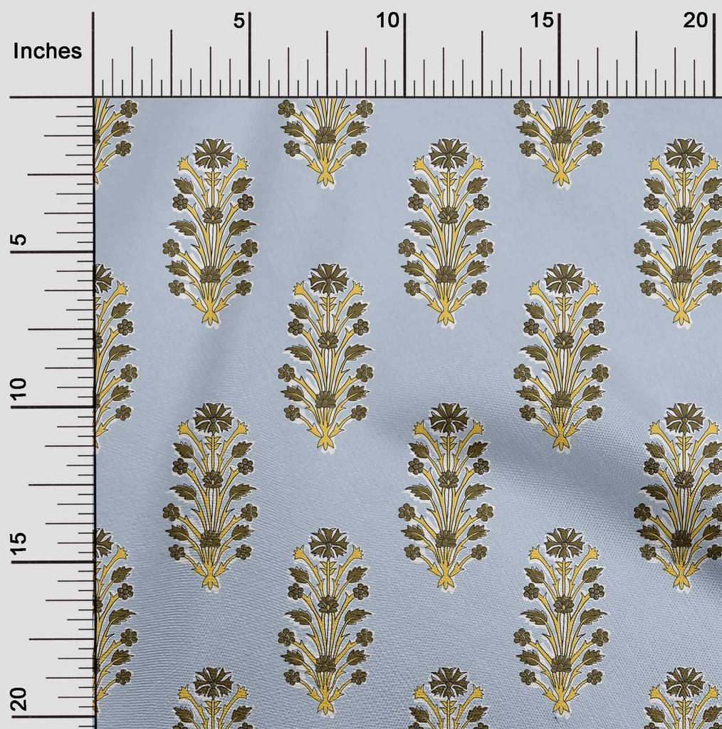 oneOone Cotton Flex Fabric Leaves & Floral Block Print Fabric By The Yard 40 Inch