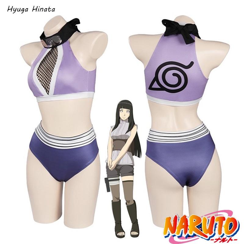 Hyuga Hinata Inspired Naruto Swimsuit Cosplay Costume With Purple Polyester Fabric